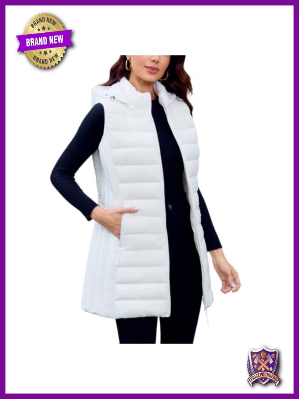 Ultra-Thin Packable Puffer Vest with Pockets and Detachable Hood